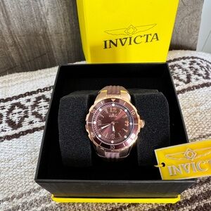 Invicta Angel Halo 38mm Rose Gold/Brown Watch NWT